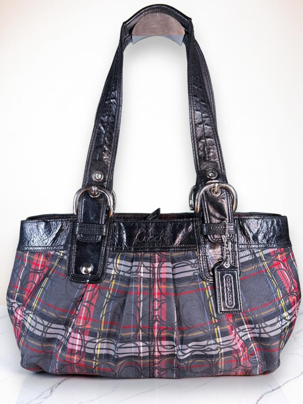 Coach Poppy Soho Y2K Signature Tartan Plaid Tote Shoulder Bag